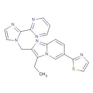 488117-38-0  Imidazo[1,2-a]pyridine,3-ethyl-2-[[2-(2-pyrimidinyl)-1H-imidazol-1-yl]methyl]-6-(2-thiazolyl)-