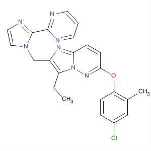 488117-56-2  Imidazo[1,2-b]pyridazine,6-(4-chloro-2-methylphenoxy)-3-ethyl-2-[[2-(2-pyrimidinyl)-1H-imidazol-1-yl]methyl]-
