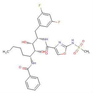 488139-41-9  4-Oxazolecarboxamide,N-[(1S,2R,3R,4R)-4-(benzoylamino)-1-[(3,5-difluorophenyl)methyl]-2,3-dihydroxyoctyl]-2-[(methylsulfonyl)amino]-