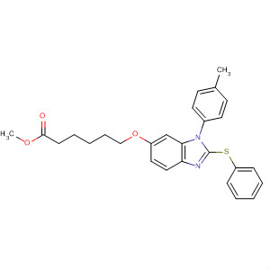 488141-36-2  Hexanoic acid,6-[[1-(4-methylphenyl)-2-(phenylthio)-1H-benzimidazol-6-yl]oxy]-, methylester