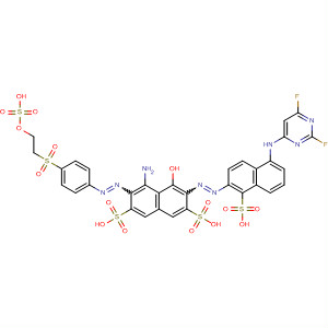 488153-85-1  2,7-Naphthalenedisulfonic acid,4-amino-6-[[5-[(2,6-difluoro-4-pyrimidinyl)amino]-1-sulfo-2-naphthalenyl]azo]-5-hydroxy-3-[[4-[[2-(sulfooxy)ethyl]sulfonyl]phenyl]azo]-