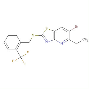488738-02-9  Thiazolo[4,5-b]pyridine,6-bromo-5-ethyl-2-[[[2-(trifluoromethyl)phenyl]methyl]thio]-