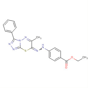 488830-12-2  Benzoic acid,4-[(6-methyl-3-phenyl-7H-1,2,4-triazolo[3,4-b][1,3,4]thiadiazin-7-ylidene)hydrazino]-, ethyl ester