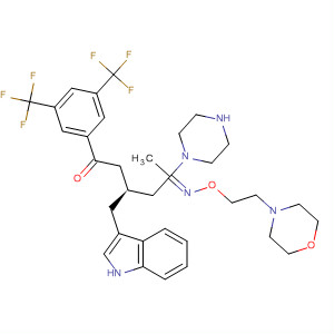 489436-94-4  1-Piperazinebutanimine,4-[3,5-bis(trifluoromethyl)benzoyl]-3-(1H-indol-3-ylmethyl)-a-methyl-N-[2-(4-morpholinyl)ethoxy]-, (3R)-