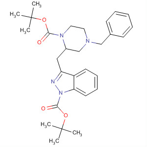 489437-76-5  1H-Indazole-1-carboxylic acid,3-[[1-[(1,1-dimethylethoxy)carbonyl]-4-(phenylmethyl)-2-piperazinyl]methyl]-, 1,1-dimethylethyl ester