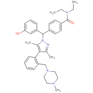 489467-12-1  Benzamide,4-[[3,5-dimethyl-4-[2-[(4-methyl-1-piperazinyl)methyl]phenyl]-1H-pyrazol-1-yl](3-hydroxyphenyl)methyl]-N,N-diethyl-