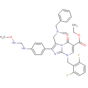 489473-32-7  Imidazo[1,2-a]pyrimidine-6-carboxylic acid,8-[(2,6-difluorophenyl)methyl]-5,8-dihydro-2-[4-[[(methoxyamino)carbonyl]amino]phenyl]-3-[[methyl(phenylmethyl)amino]methyl]-5-oxo-, ethylester