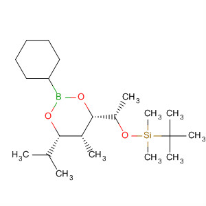 491589-43-6  1,3,2-Dioxaborinane,2-cyclohexyl-4-[(1S)-1-[[(1,1-dimethylethyl)dimethylsilyl]oxy]ethyl]-5-methyl-6-(1-methylethyl)-, (4S,5R,6S)-