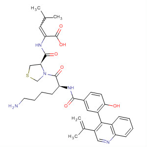 491604-50-3  2-Pentenoic acid,2-[[[(4R)-3-[(2S)-6-amino-2-[[4-hydroxy-3-[3-(1-methylethenyl)-4-quinolinyl]benzoyl]amino]-1-oxohexyl]-4-thiazolidinyl]carbonyl]amino]-4-methyl-
