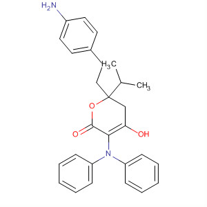 491826-08-5  2H-Pyran-2-one,6-[2-(4-aminophenyl)ethyl]-3-(diphenylamino)-5,6-dihydro-4-hydroxy-6-(1-methylethyl)-