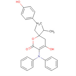 491826-10-9  2H-Pyran-2-one,3-(diphenylamino)-5,6-dihydro-4-hydroxy-6-[2-(4-hydroxyphenyl)ethyl]-6-(1-methylethyl)-