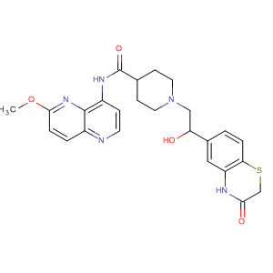 477787-32-9  4-Piperidinecarboxamide,1-[2-(3,4-dihydro-3-oxo-2H-1,4-benzothiazin-6-yl)-2-hydroxyethyl]-N-(6-methoxy-1,5-naphthyridin-4-yl)-
