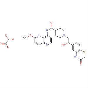 477787-33-0  4-Piperidinecarboxamide,1-[2-(3,4-dihydro-3-oxo-2H-1,4-benzothiazin-6-yl)-2-hydroxyethyl]-N-(6-methoxy-1,5-naphthyridin-4-yl)-, ethanedioate (salt)