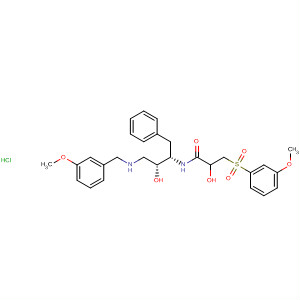 477793-03-6  Propanamide,2-hydroxy-N-[(1S,2R)-2-hydroxy-3-[[(3-methoxyphenyl)methyl]amino]-1-(phenylmethyl)propyl]-3-[(3-methoxyphenyl)sulfonyl]-, monohydrochloride