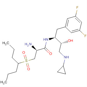 477793-28-5  Propanamide,2-amino-N-[(1S,2R)-3-(cyclopropylamino)-1-[(3,5-difluorophenyl)methyl]-2-hydroxypropyl]-3-[(1-propylbutyl)sulfonyl]-, (2S)-