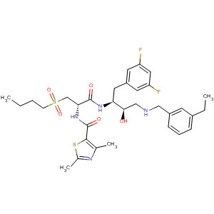 477793-98-9  5-Thiazolecarboxamide,N-[(1S)-1-[(butylsulfonyl)methyl]-2-[[(1S,2R)-1-[(3,5-difluorophenyl)methyl]-3-[[(3-ethylphenyl)methyl]amino]-2-hydroxypropyl]amino]-2-oxoethyl]-2,4-dimethyl-