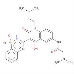 477930-90-8  Acetamide,2-(dimethylamino)-N-[3-(1,1-dioxido-2H-1,2,4-benzothiadiazin-3-yl)-1,2-dihydro-4-hydroxy-1-(3-methylbutyl)-2-oxo-6-quinolinyl]-