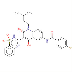 477932-14-2  Benzamide,N-[3-(1,1-dioxido-2H-1,2,4-benzothiadiazin-3-yl)-1,2-dihydro-4-hydroxy-1-(3-methylbutyl)-2-oxo-6-quinolinyl]-4-fluoro-