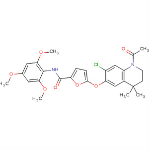 478009-00-6  2-Furancarboxamide,5-[(1-acetyl-7-chloro-1,2,3,4-tetrahydro-4,4-dimethyl-6-quinolinyl)oxy]-N-(2,4,6-trimethoxyphenyl)-