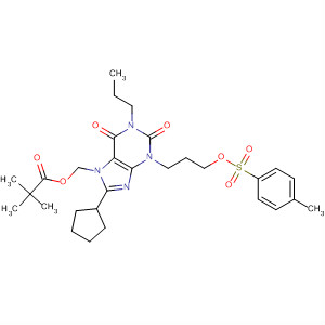 478173-67-0  Propanoic acid, 2,2-dimethyl-,[8-cyclopentyl-1,2,3,6-tetrahydro-3-[3-[[(4-methylphenyl)sulfonyl]oxy]propyl]-2,6-dioxo-1-propyl-7H-purin-7-yl]methyl ester