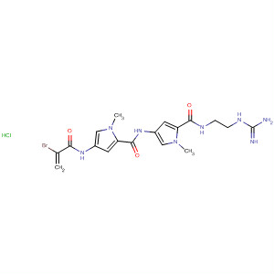 478270-89-2  1H-Pyrrole-2-carboxamide,N-[5-[[[2-[(aminoiminomethyl)amino]ethyl]amino]carbonyl]-1-methyl-1H-pyrrol-3-yl]-4-[(2-bromo-1-oxo-2-propenyl)amino]-1-methyl-,monohydrochloride