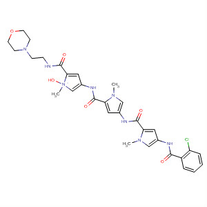 478802-64-1  1H-Pyrrole-2-carboxamide,4-[[[4-[(2-chlorobenzoyl)amino]-1-methyl-1H-pyrrol-2-yl]carbonyl]amino]-1-methyl-N-[1-methyl-5-[[[2-(4-morpholinyl)ethyl]amino]carbonyl]-1H-pyrrol-3-yl]-