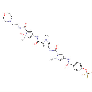 478802-76-5  1H-Pyrrole-2-carboxamide,1-methyl-N-[1-methyl-5-[[[2-(4-morpholinyl)ethyl]amino]carbonyl]-1H-pyrrol-3-yl]-4-[[[1-methyl-4-[[4-(trifluoromethoxy)benzoyl]amino]-1H-pyrrol-2-yl]carbonyl]amino]-