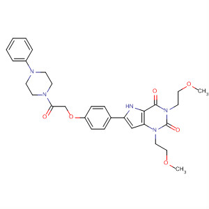 480992-46-9  Piperazine,1-phenyl-4-[[4-[2,3,4,5-tetrahydro-1,3-bis(2-methoxyethyl)-2,4-dioxo-1H-pyrrolo[3,2-d]pyrimidin-6-yl]phenoxy]acetyl]-