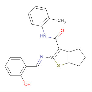 484018-08-8  4H-Cyclopenta[b]thiophene-3-carboxamide,5,6-dihydro-2-[[(2-hydroxyphenyl)methylene]amino]-N-(2-methylphenyl)-