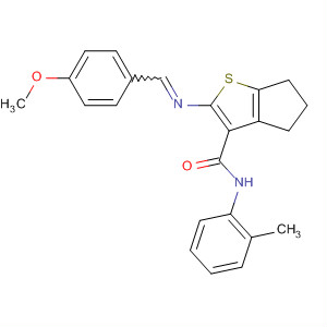 484018-09-9  4H-Cyclopenta[b]thiophene-3-carboxamide,5,6-dihydro-2-[[(4-methoxyphenyl)methylene]amino]-N-(2-methylphenyl)-