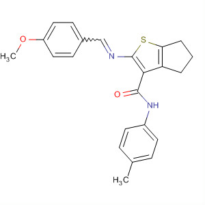 484018-17-9  4H-Cyclopenta[b]thiophene-3-carboxamide,5,6-dihydro-2-[[(4-methoxyphenyl)methylene]amino]-N-(4-methylphenyl)-