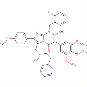 485404-53-3  Imidazo[1,2-a]pyrimidin-5(8H)-one,8-[(2-fluorophenyl)methyl]-2-(4-methoxyphenyl)-7-methyl-3-[[methyl[2-(2-pyridinyl)ethyl]amino]methyl]-6-(3,4,5-trimethoxyphenyl)-