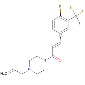 485797-00-0  Piperazine,1-[3-[4-fluoro-3-(trifluoromethyl)phenyl]-1-oxo-2-propenyl]-4-(2-propenyl)-