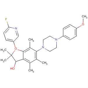 485814-38-8  3-Benzofuranol,3-(6-fluoro-3-pyridinyl)-2,3-dihydro-5-[4-(4-methoxyphenyl)-1-piperazinyl]-2,2,4,6,7-pentamethyl-