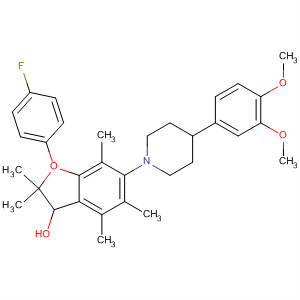 485816-20-4  3-Benzofuranol,5-[4-(3,4-dimethoxyphenyl)-1-piperidinyl]-3-(4-fluorophenyl)-2,3-dihydro-2,2,4,6,7-pentamethyl-