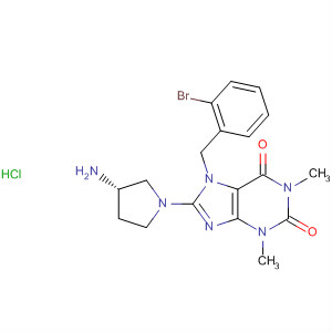 485820-45-9  1H-Purine-2,6-dione,8-[(3S)-3-amino-1-pyrrolidinyl]-7-[(2-bromophenyl)methyl]-3,7-dihydro-1,3-dimethyl-, monohydrochloride