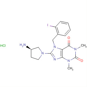 485820-48-2  1H-Purine-2,6-dione,8-[(3R)-3-amino-1-pyrrolidinyl]-3,7-dihydro-7-[(2-iodophenyl)methyl]-1,3-dimethyl-, monohydrochloride