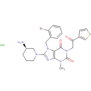 485820-71-1  1H-Purine-2,6-dione,8-[(3R)-3-amino-1-piperidinyl]-7-[(2-bromophenyl)methyl]-3,7-dihydro-3-methyl-1-[2-oxo-2-(3-thienyl)ethyl]-, monohydrochloride