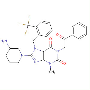 485820-94-8  1H-Purine-2,6-dione,8-(3-amino-1-piperidinyl)-3,7-dihydro-3-methyl-1-(2-oxo-2-phenylethyl)-7-[[2-(trifluoromethyl)phenyl]methyl]-