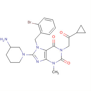 485820-97-1  1H-Purine-2,6-dione,8-(3-amino-1-piperidinyl)-7-[(2-bromophenyl)methyl]-1-(2-cyclopropyl-2-oxoethyl)-3,7-dihydro-3-methyl-