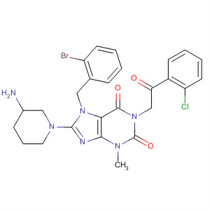 485821-02-1  1H-Purine-2,6-dione,8-(3-amino-1-piperidinyl)-7-[(2-bromophenyl)methyl]-1-[2-(2-chlorophenyl)-2-oxoethyl]-3,7-dihydro-3-methyl-