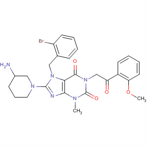 485821-04-3  1H-Purine-2,6-dione,8-(3-amino-1-piperidinyl)-7-[(2-bromophenyl)methyl]-3,7-dihydro-1-[2-(2-methoxyphenyl)-2-oxoethyl]-3-methyl-