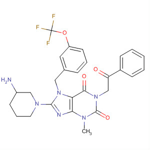 485821-12-3  1H-Purine-2,6-dione,8-(3-amino-1-piperidinyl)-3,7-dihydro-3-methyl-1-(2-oxo-2-phenylethyl)-7-[[3-(trifluoromethoxy)phenyl]methyl]-