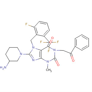 485821-13-4  1H-Purine-2,6-dione,8-(3-amino-1-piperidinyl)-7-[[2-fluoro-6-(trifluoromethyl)phenyl]methyl]-3,7-dihydro-3-methyl-1-(2-oxo-2-phenylethyl)-