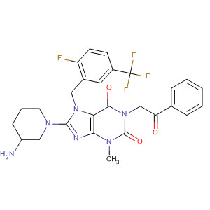 485821-14-5  1H-Purine-2,6-dione,8-(3-amino-1-piperidinyl)-7-[[2-fluoro-5-(trifluoromethyl)phenyl]methyl]-3,7-dihydro-3-methyl-1-(2-oxo-2-phenylethyl)-