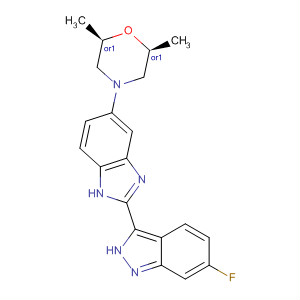 485833-19-0  1H-Indazole,3-[5-[(2R,6S)-2,6-dimethyl-4-morpholinyl]-1H-benzimidazol-2-yl]-6-fluoro-, rel-