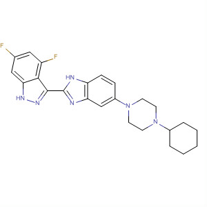 485833-44-1  1H-Indazole,3-[5-(4-cyclohexyl-1-piperazinyl)-1H-benzimidazol-2-yl]-4,6-difluoro-