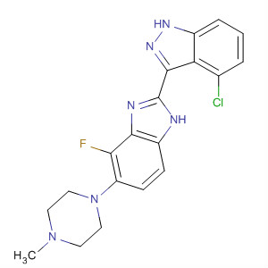 485834-17-1  1H-Indazole,4-chloro-3-[4-fluoro-5-(4-methyl-1-piperazinyl)-1H-benzimidazol-2-yl]-