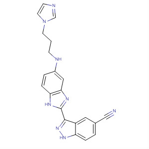 485836-00-8  1H-Indazole-5-carbonitrile,3-[5-[[3-(1H-imidazol-1-yl)propyl]amino]-1H-benzimidazol-2-yl]-