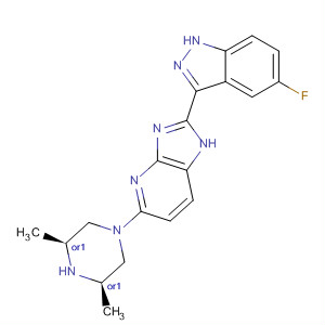 485836-45-1  1H-Imidazo[4,5-b]pyridine,5-[(3R,5S)-3,5-dimethyl-1-piperazinyl]-2-(5-fluoro-1H-indazol-3-yl)-, rel-